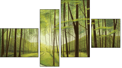 Dark green Forest  - Obraz czteroczęściowy, Fortyk