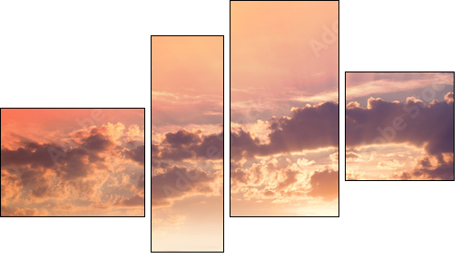 Sunset in the mountains landscape. Dramatic sky,  colorful stone  - Obraz czteroczęściowy, Fortyk