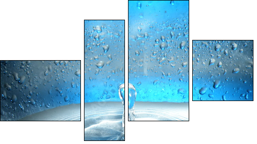 Water drop and splash  - Obraz czteroczęściowy, Fortyk