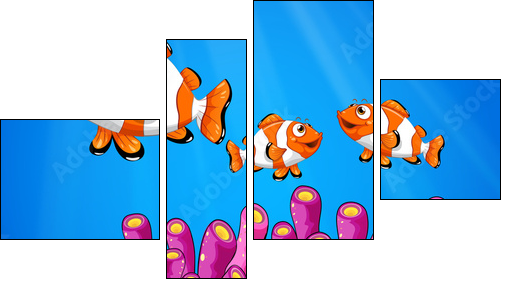Clownfishes under the sea  - Obraz czteroczęściowy, Fortyk