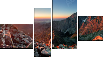 Mountain sunset panorama from peak - Slovakia Tatras  - Obraz czteroczęściowy, Fortyk