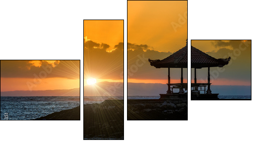 sunset in bali beach  - Obraz czteroczęściowy, Fortyk