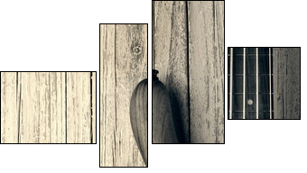 bass on wood vintage photo  - Obraz czteroczęściowy, Fortyk