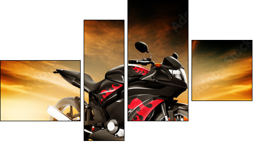 Motorcycle Land Vehicle Transportation Luxury Motorbike Elegance  - Obraz czteroczęściowy, Fortyk