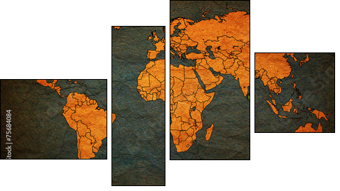sri lanka territory on world map  - Obraz czteroczęściowy, Fortyk