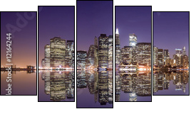 Nowy Jork nocą w blasku świateł
 - Obraz pięcioczęściowy, Pentaptyk