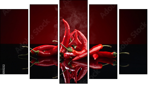  red chilli pepper - Obraz pięcioczęściowy, Pentaptyk