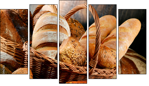 Chleb z pełnych ziaren zbóż - Obraz pięcioczęściowy, Pentaptyk