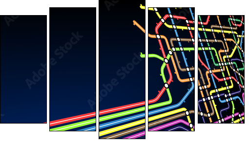 Kolejka podmiejska – graficzna siatka połączeń metra
 - Obraz pięcioczęściowy, Pentaptyk