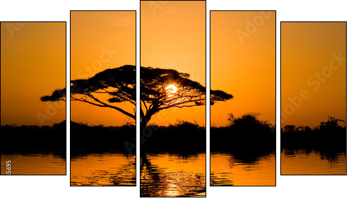 Wieczorna Afryka – malownicza sawanna
 - Obraz pięcioczęściowy, Pentaptyk