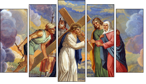 Jesus meets His Mother  - Obraz pięcioczęściowy, Pentaptyk