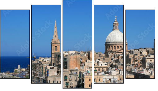 V jak Valetta – panorama stolicy Malty
 - Obraz pięcioczęściowy, Pentaptyk