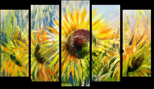 Sunflowers  - Obraz pięcioczęściowy, Pentaptyk