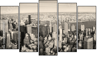 Manhattan z lotu ptaka – panorama w stylu vintage
 - Obraz pięcioczęściowy, Pentaptyk