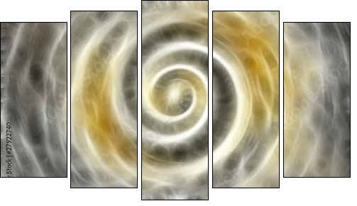 Ciepły wir – abstrakcyjna spirala - Obraz pięcioczęściowy, Pentaptyk