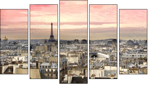 Paryż na tle pastelowego nieba
 - Obraz pięcioczęściowy, Pentaptyk