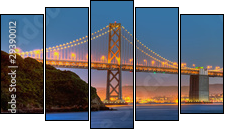 San Francisco Bay Bridge Panorama - Obraz pięcioczęściowy, Pentaptyk