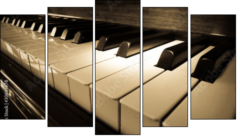Close up shot of piano keyboard  - Obraz pięcioczęściowy, Pentaptyk