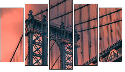 Manhattan bridge - Obraz pięcioczęściowy, Pentaptyk