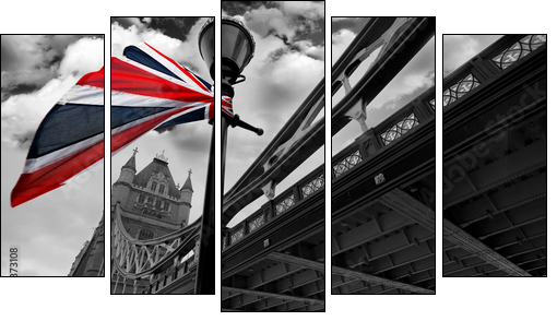 Tower Bridge – londyński most z Brytyjką 
 - Obraz pięcioczęściowy, Pentaptyk