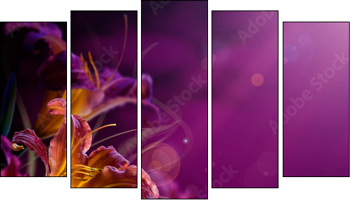 abstract floral background.With copy-space  - Obraz pięcioczęściowy, Pentaptyk
