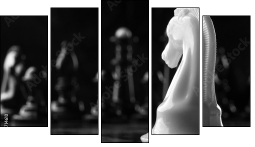 white knight chess piece  - Obraz pięcioczęściowy, Pentaptyk
