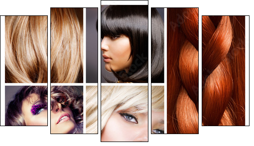 Hair Collage. Hairstyles  - Obraz pięcioczęściowy, Pentaptyk
