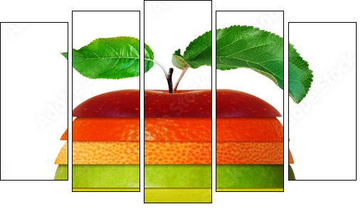 Owoc o wielu smakach - kolorowa kompozycja - Obraz pięcioczęściowy, Pentaptyk