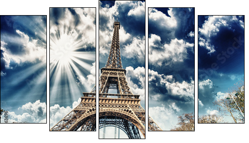 Wonderful view of Eiffel Tower in all its magnificence - Paris  - Obraz pięcioczęściowy, Pentaptyk