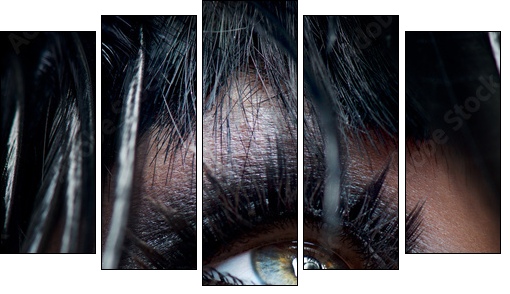 Smokey Eyes Make-up close-up. Black Eyeshadow  - Obraz pięcioczęściowy, Pentaptyk