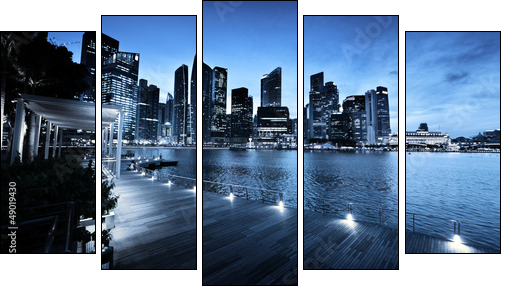 Singapore city in sunset time  - Obraz pięcioczęściowy, Pentaptyk