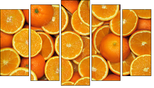 Pomarańczowe plasterki – cytrusy na maksa - Obraz pięcioczęściowy, Pentaptyk