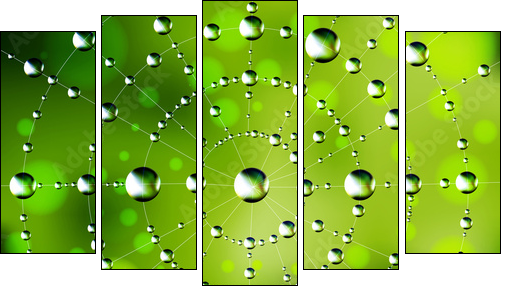 Abstract spider web with dew drops  - Obraz pięcioczęściowy, Pentaptyk