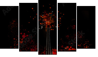 Violin is exploding - dispersion effect -  - Obraz pięcioczęściowy, Pentaptyk