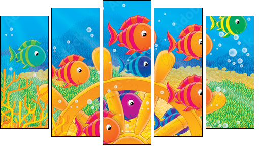 Kolorowe rybki za sterem – podwodna zabawa
 - Obraz pięcioczęściowy, Pentaptyk