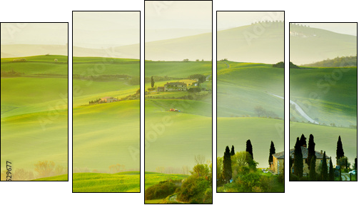 Countryside, San QuiricoÂ´Orcia , Tuscany, Italy  - Obraz pięcioczęściowy, Pentaptyk