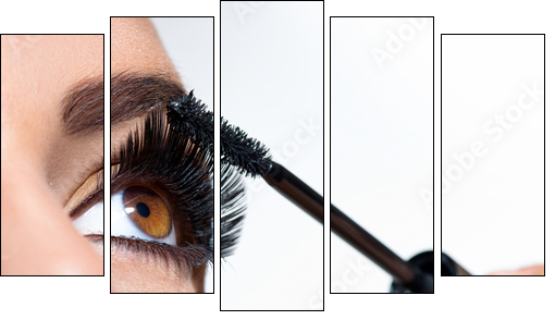 Mascara Applying. Long Lashes closeup  - Obraz pięcioczęściowy, Pentaptyk