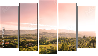 beautiful tuscan landscape  - Obraz pięcioczęściowy, Pentaptyk