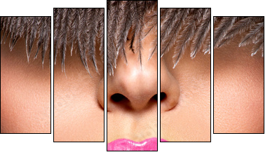  Closeup Beautiful female lips with pink  lipstick  - Obraz pięcioczęściowy, Pentaptyk