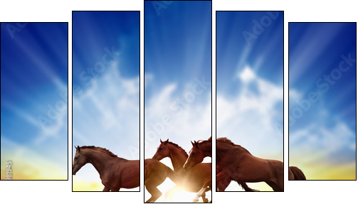 Running horses  - Obraz pięcioczęściowy, Pentaptyk