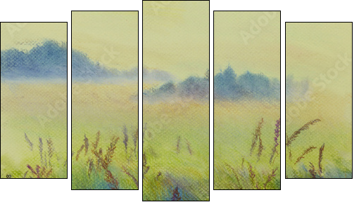 pastel landscape  - Obraz pięcioczęściowy, Pentaptyk