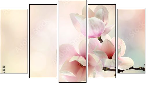 magnolia - Obraz pięcioczęściowy, Pentaptyk