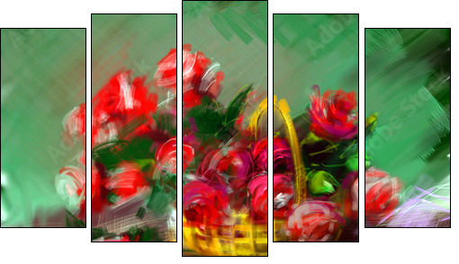 Bouquet of roses  - Obraz pięcioczęściowy, Pentaptyk