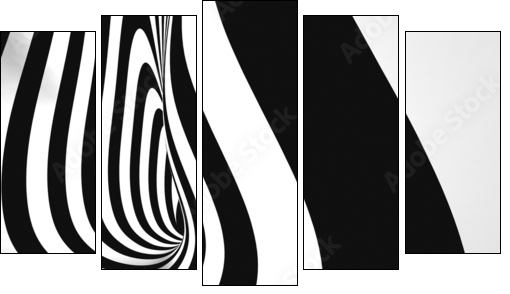Black and White Stripes Projection on Torus.  - Obraz pięcioczęściowy, Pentaptyk