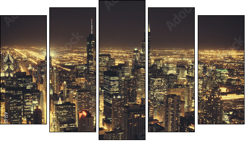 Chicago at Night  - Obraz pięcioczęściowy, Pentaptyk