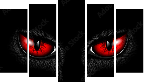 red cat's eyes  - Obraz pięcioczęściowy, Pentaptyk