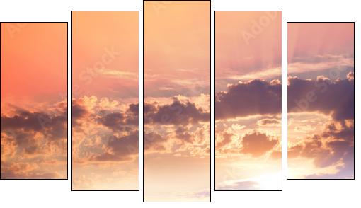 Sunset in the mountains landscape. Dramatic sky,  colorful stone  - Obraz pięcioczęściowy, Pentaptyk