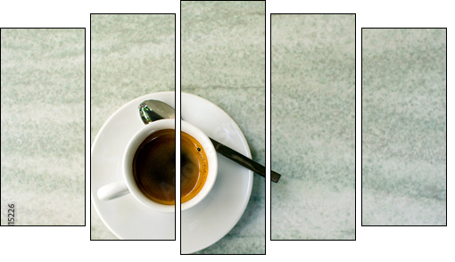Tasse de cafÃ© au bistrot  - Obraz pięcioczęściowy, Pentaptyk
