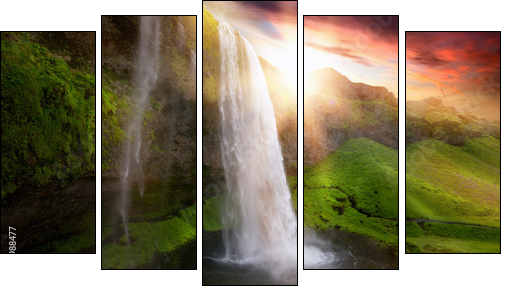 Waterfalls  - Obraz pięcioczęściowy, Pentaptyk