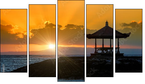 sunset in bali beach  - Obraz pięcioczęściowy, Pentaptyk